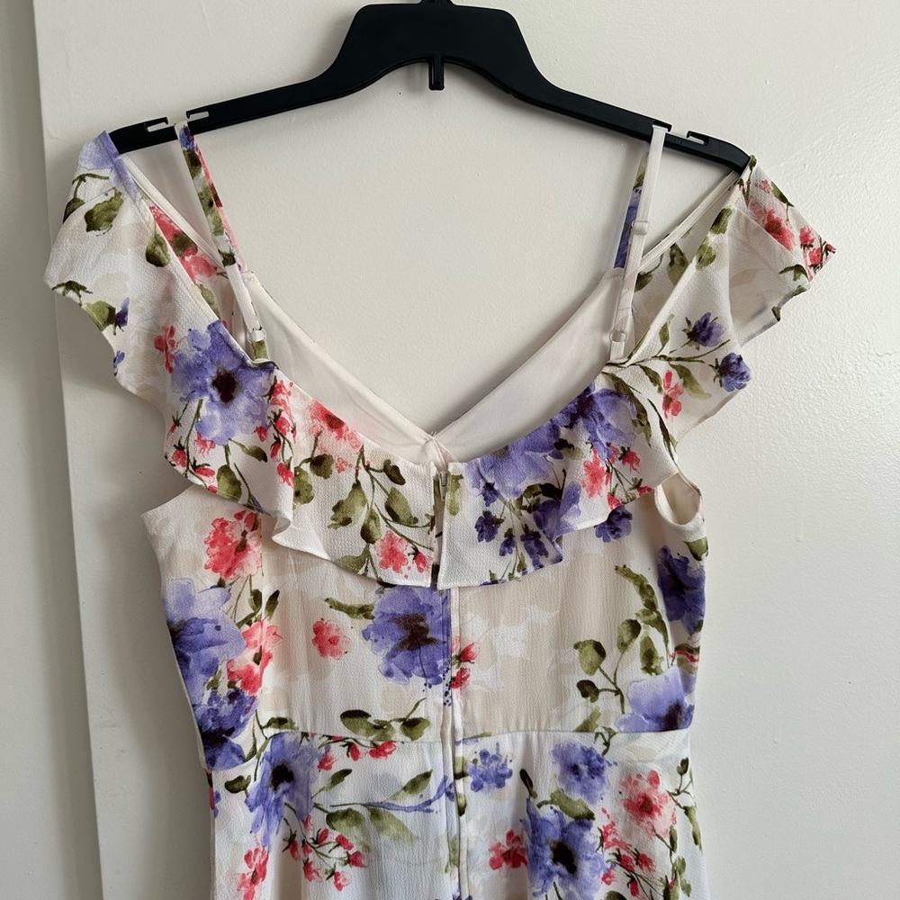 Iz Byer Floral Jumpsuit with Blue and Pink Highlights - Picture 9 of 16